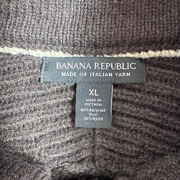 Banana Republic Nino Mock Neck Sweater Brown Wool XL Fisherman - Picture 4 of 9